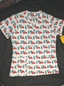 Nuevo con etiquetas Blusa Médica Para Mujer Revel Premium Elastizada Roja Camión Navidad Hospital Talla L - Imagen 1 de 7