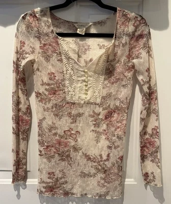 Top Denim & Supply Ralph Lauren Encaje Floral Bohemio Manga Larga Talla S Foto 1 de 4