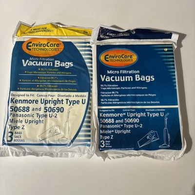 NEW 6-EnviroCare Vacuum Bags Miele Type Z, Panasonic U-2, Kenmore 50688 & 50690 - Image 1 of 4