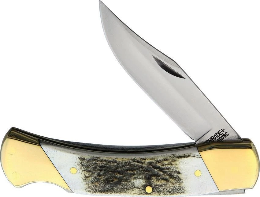 Cuchillo con clip de bolsillo Schrade Stag Handle plegable con bloqueo - SCH07 Foto 1 de 1