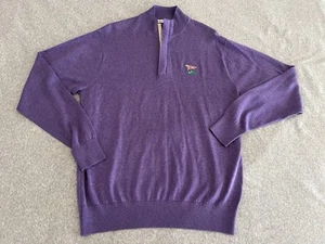 Peter Millar LACC Golf Silk Cotton Cashmere Half Zip Purple Sweater Mens Medium - Picture 1 of 4