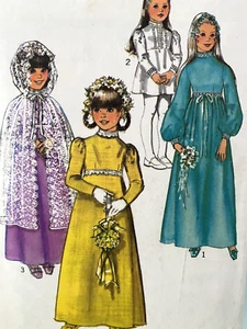 1974 Simplicity 6493 Girls Flower Girl First Communion Dress Pattern Size 10 - Picture 1 of 2