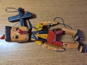 Pinocchio Vintage Wooden Jointed Puppet Painted / Antique OLD / Strings - Picture 1 of 7