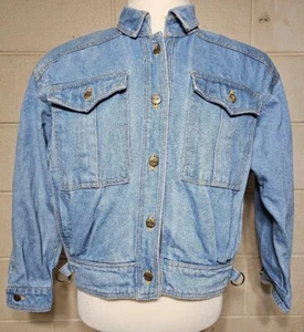 Vintage 80er Jahre Gitano Jeansjacke Cropped Schulterpolster Damen Größe M - Bild 1 von 11
