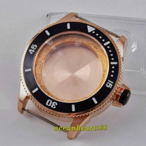 polished 43mm black bezel rose gold Watch Case fit 2824 2836 miyota 8215 mov't - Picture 1 of 6