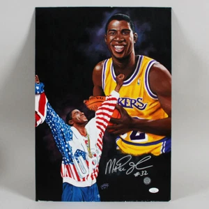 Magic Johnson Signed Artwork Lakers - COA JSA - Picture 1 of 5