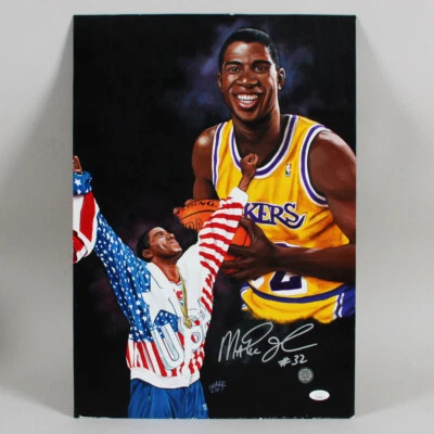 Magic Johnson Signed Artwork Lakers - COA JSA - Image 1 of 4