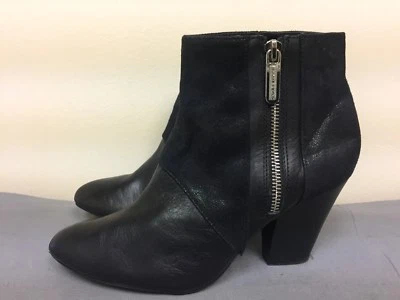 Botas de cuero negras con tacón al tobillo Ellen Tracy para mujer - Cremallera talla 6,5 M Foto 1 de 4