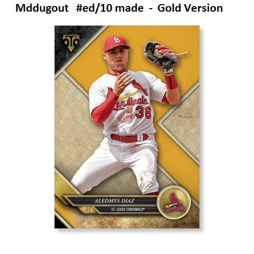 ALEDMYS DIAZ #27 Cardinals MVP #ed/10 made Gold 5X7 - 2017 TOPPS TRIPLE THREADS - Image 1 of 1