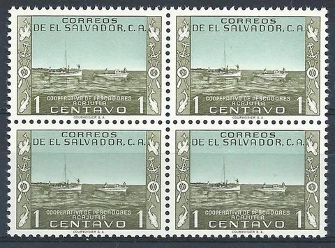 El Salvador 1954 Sc# 653 Fishing boats block 4 MNH Cover