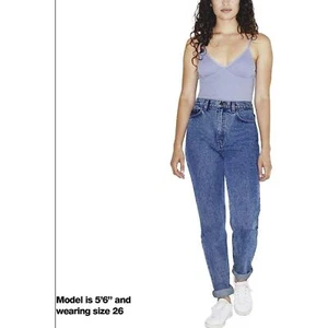 American Apparel Damen High-Waist Mom Jeans Größe 26 100 % Baumwolle Marmor Waschung Neu mit Etikett - Bild 1 von 5