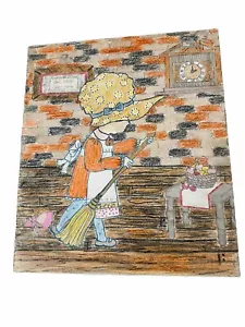 Vintage 70s Holly Hobbie Plaque Wall Art Handcrafted Crayon Wax Media Wood Pic - Picture 1 of 10