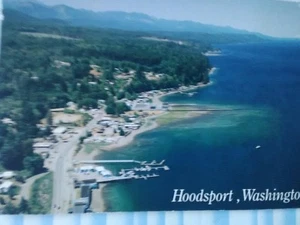 TARJETA POSTAL FOTOGRÁFICA VINTAGE INCREÍBLE VISTA AÉREA SOBRE HOODSPORT WASHINGTON - Imagen 1 de 8