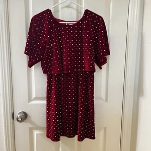 Zara Girls Burgundy Sparkly Embroidered Velvet Dress Sequins Beads Size 13-14 - Picture 1 of 11
