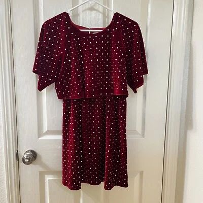 Zara Girls Burgundy Sparkly Embroidered Velvet Dress Sequins Beads Size 13-14 - Image 1 of 4
