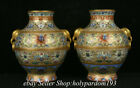 5.6" Qianlong Marked Chinese Colour enamels Gilt Porcelain Flower Vase Pair BB