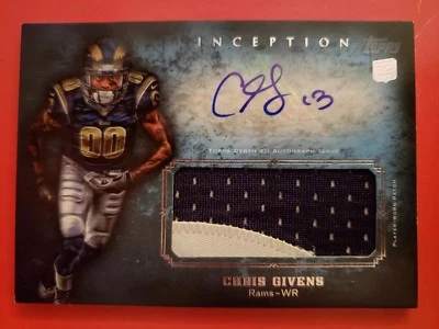 2012 TOPPS INCEPTION CHRIS GIVENS AUTO JERSEY CARD# AJP-CGI. SWEEET AUTO JERSEY. - Image 1 of 2