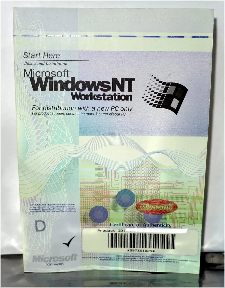 Microsoft Windows NT Workstation 4.0 CD & Menu Windows NT Workstation 4.0 - Image 1 of 1