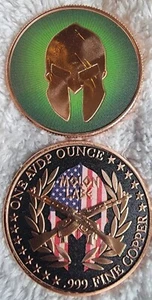 Roll Of 20  Colorized Molon Labe Warrior 999 1oz Copper Round. - Picture 1 of 3