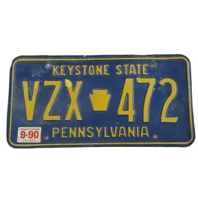 Vintage Pennsylvania Nummernschild 1990 Keystone State blau Sammlerstück VZX 472 - Bild 1 von 2