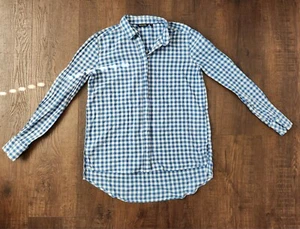 Mossimo Dutti Women's Blue Checkered Button-Up Fall, Size 4 - Picture 1 of 7