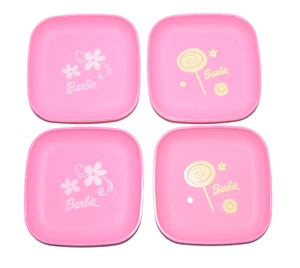 Tupperware Toys Barbie Plates 4 in Tuppertoys Vintage Pink 2 Patterns - Picture 1 of 6
