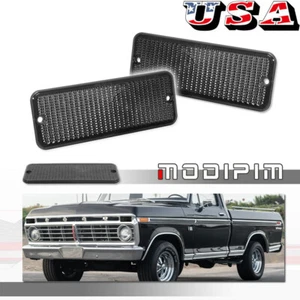 For 74 75 76 77 FORD F-100 F100 Front Grill Bumper Turn Signal Lights Lens SMOKE - Picture 1 of 8