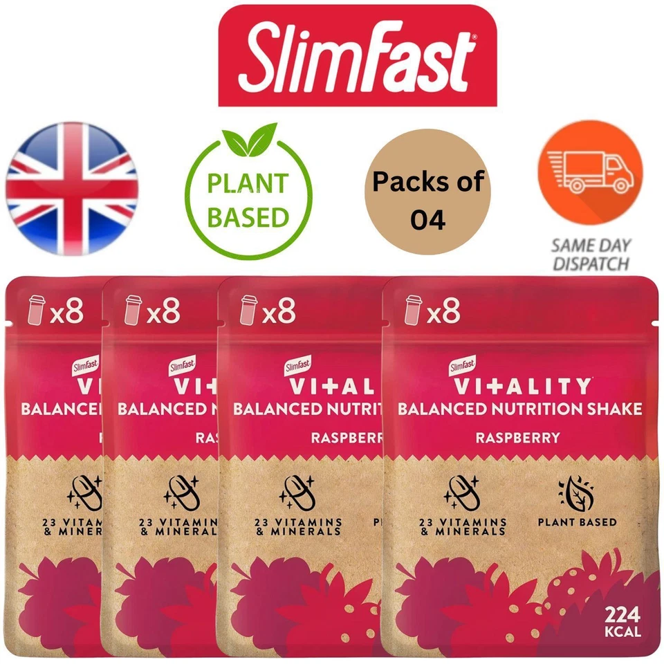 Slimfast Vitality Balanced Shake Nutrition Vitamins & Minerals 480g Packs of 4 - Image 1 of 1