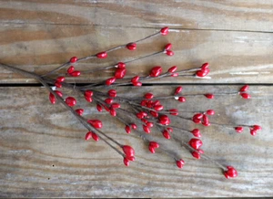 Floral Sprays Set/2 Red Pip Berry Picks Primitive Decor 16 inch - Picture 1 of 5