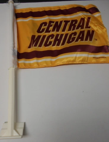 Central Michigan Chippewas Car Flag. White Pole.  Printed both sides.   #587 Cover