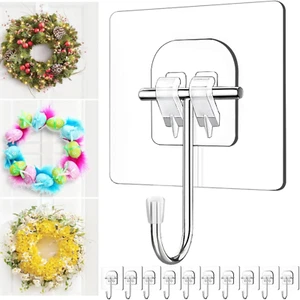 Large Clear Wreath Hanger for Front Door - 60lb Over-the-Door Hook - Picture 1 of 12