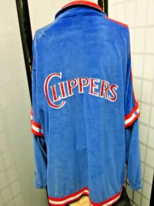 LOS ANGELES CLIPPERS sewn sweatshirt 2XL basketball warm-up XXL snap-away 1990s - Picture 1 of 9