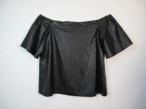 Bailey 44 Mujer Manga Corta Hombro Descubierto Imitación Cuero Top Negro Talla S, T-44 - Imagen 1 de 6