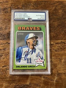 Orlando Arcia IP Signed Topps Heritage Card Psa Dna Coa Slab Autographed Braves - Picture 1 of 3