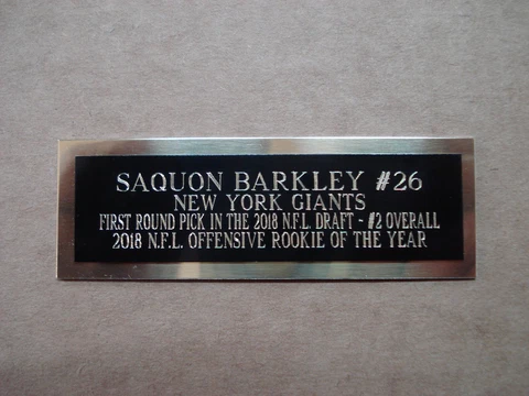 Saquon Barkley Football Card New York Giants Card Plaque Nameplate 1" X 3" Cover