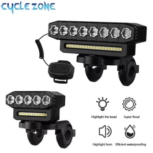 Luce USB Ricaricabile Bici Bicicletta Anteriore con Corno Ciclo LED Faro Lampada Set - Foto 1 di 6