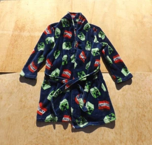Size Small (4/5) Boys Minecraft Fleece Robe - Navy - Picture 1 of 2