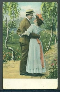Cartolina romantica coppia che si guarda mai mai usata - Foto 1 di 1