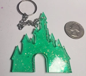 Handmade Princess Castle Keychain Glitter - Picture 1 of 2