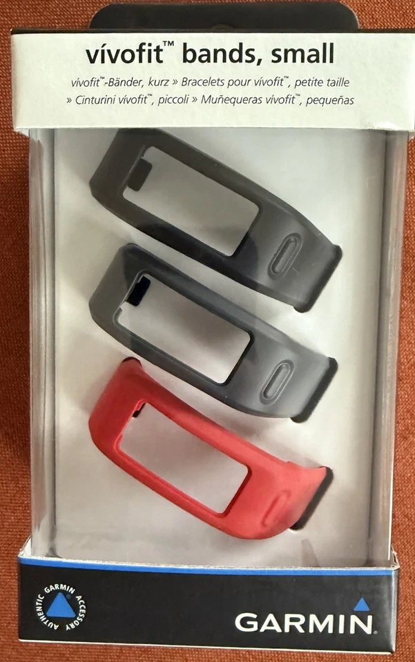 Garmin Vivofit 2 Bandas, Pequeño 3pk Negro/Rojo/Azul Marino Nuevo En Caja - Imagen 1 de 3