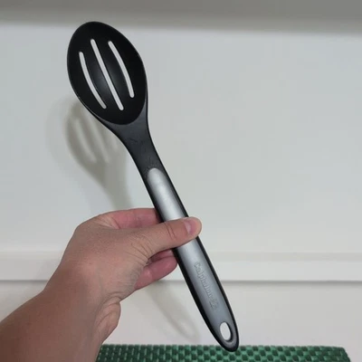 Calphalon Slotted Spoon Cooking Serving Black Nylon Gray Silicone *Minor Melts* - Image 1 of 4