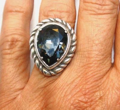 New Brighton Your True Color Teardrop Silver Swarovski Crystal Ring Size 6 - Image 1 of 4