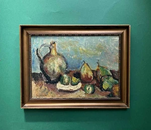 Schmidt – 1940s Oil Still Life with Jug & Fruit – Double-Sided Figure Study. - Picture 1 of 5