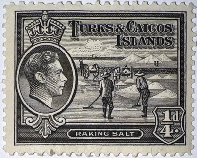 Sellos de viaje: 1938-45 estampillas de las Islas Turcas y Caicos Scott #78, Perf 13, MOGH Foto 1 de 4