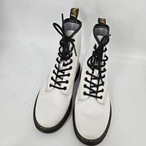 Stivali Dr. Martens stivali pelle bianchi combattimento Air Wair Docs bambini 4 donne 6,5 - Foto 1 di 11