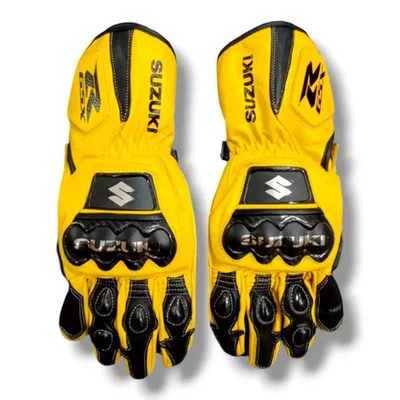 Suzuki Racing Motorbike Leather Gloves New Suzuki GSXR Motorcycle Biker Gloves - Image 1 of 2