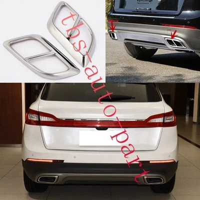 Fit For Lincoln MKX 2016-18 Stainless steel Rear Bumper Exhaust pipe Trim Frame - Image 1 of 4