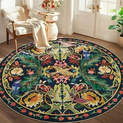  Alfombras redondas lavables de 6 pies para sala de estar, suaves antideslizantes Boho Circle niños  Foto 1 de 4