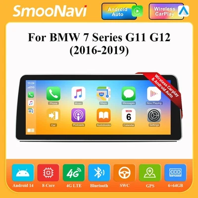 BMW Serie 7 G11 G12 12.3'' Android 14 Pantalla Táctil GPS Navegación Carplay Coche Estéreo Foto 1 de 4