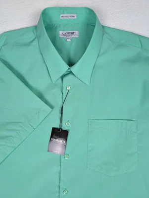 GIOBERTI Solid Mint Short Sleeve Button-Up Casual Regular Fit Men's 4XL Shirt  - Image 1 of 4